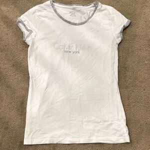 Calvin Klein White Tee with Gray Accents